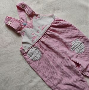 Adorable Vintage 1980s Pink Corduroy Kitty Overalls | 24M